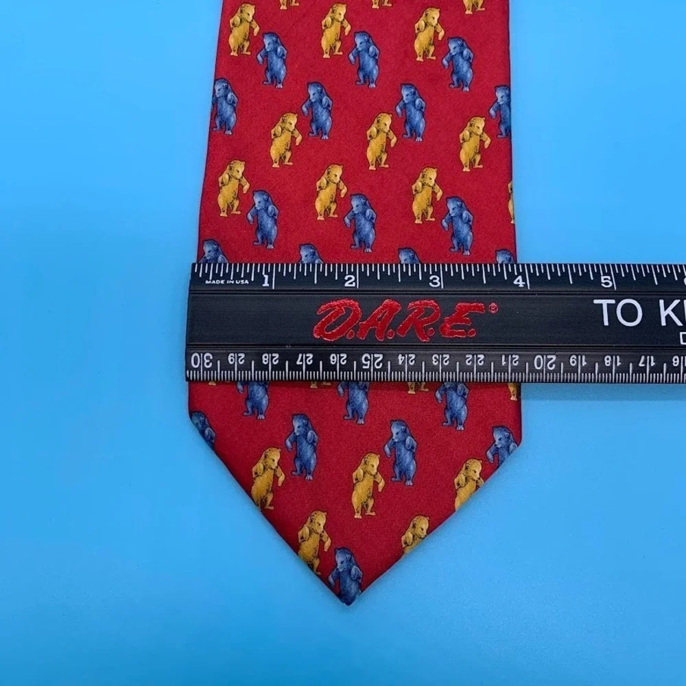 Faberge Bear Print Men's All Silk Classic Neck Tie‎ Handmade in USA